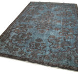 Handmade rustic anatolian 1980s 195 cm x 328 cm blue rug