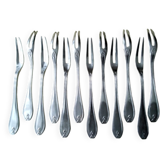 Box of 12 silver-plated metal snail forks Ravinet d'Enfert