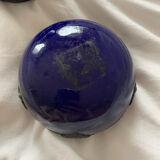 Ceramic pot and bronze blue flower old