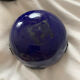 Ceramic pot and bronze blue flower old