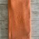 Antique dyed damask tablecloth, monogrammed SW or MS - cotton - 225x145 cm