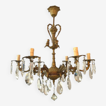 Chandelier with tassels with ornamental angels (rare)