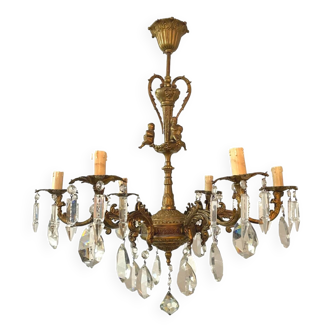 Chandelier with tassels with ornamental angels (rare)