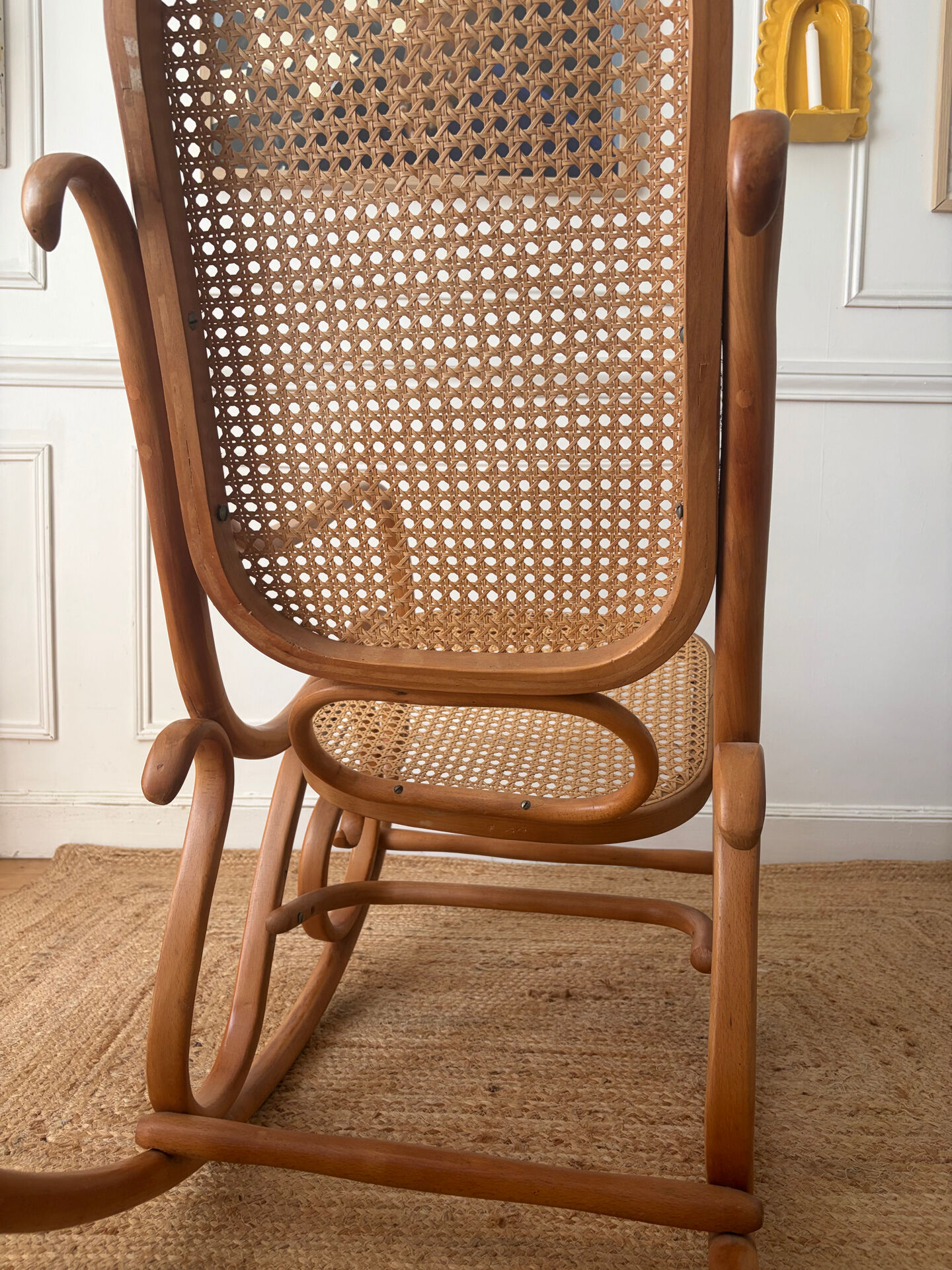 Curved wooden rocking chair