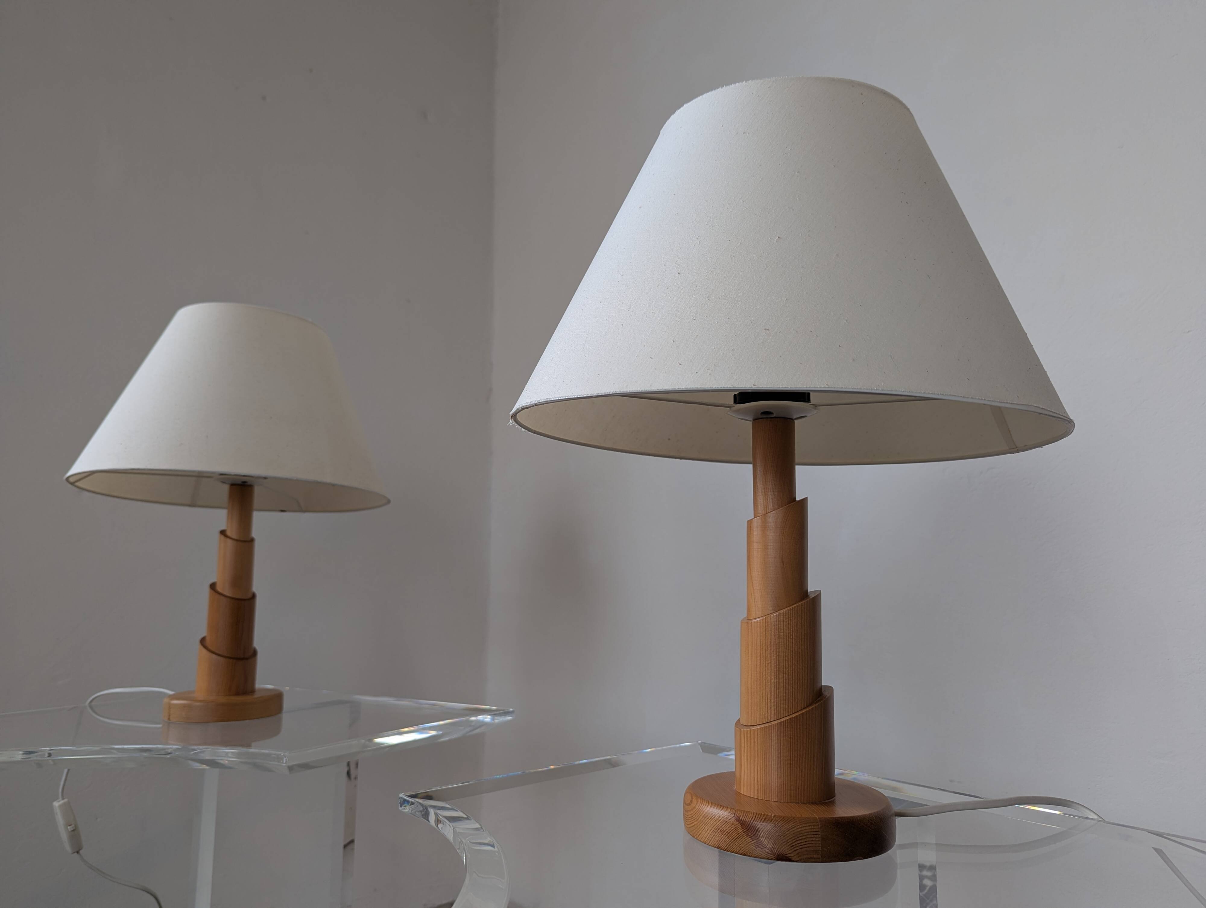 Pair of pine lamps, 1980s