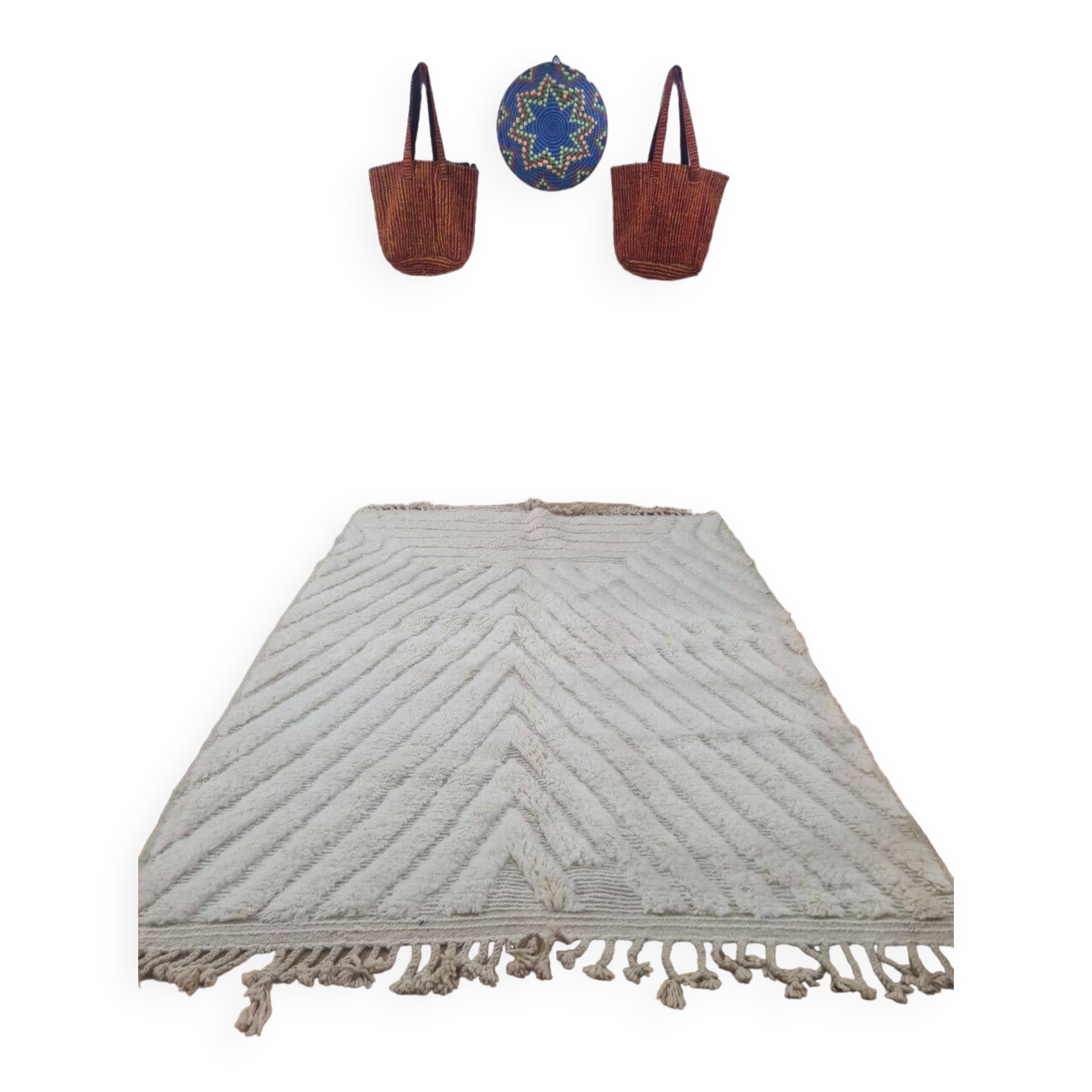 Handmade wool Berber rug 250x150 cm