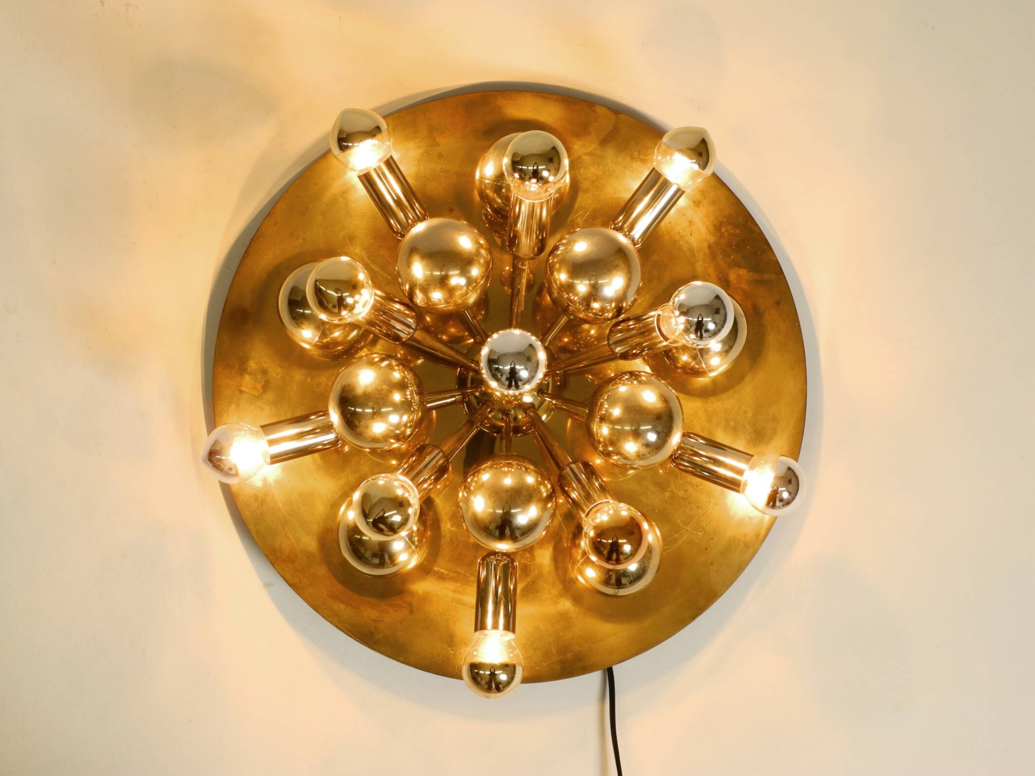Plafonnier Space Age en laiton de style Cosack Sputnik, années 1970