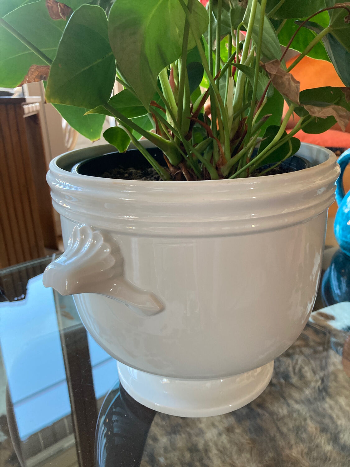 White porcelain pot cover
