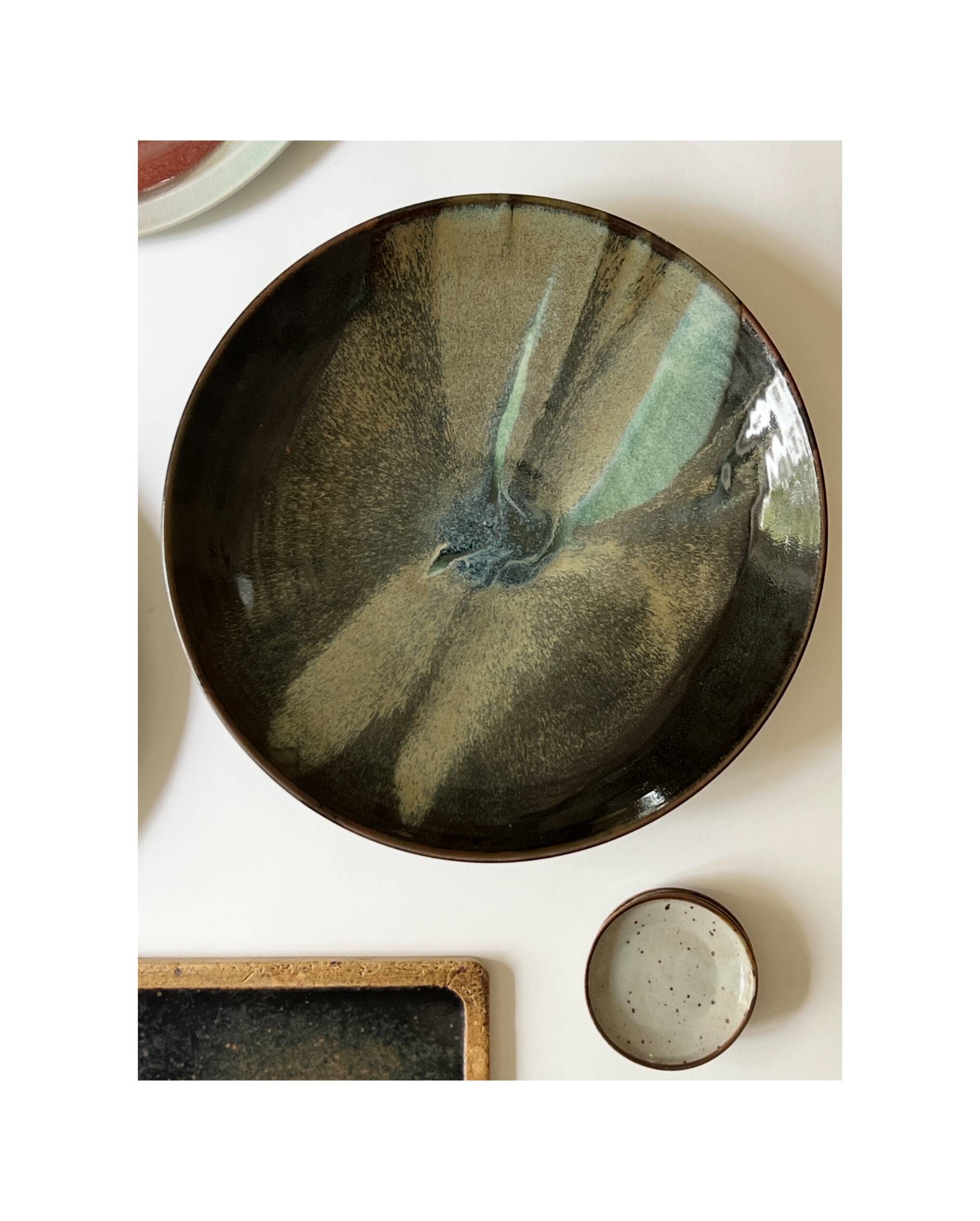 Large enamelled ceramic dish/tray signed P&M Walter 1970