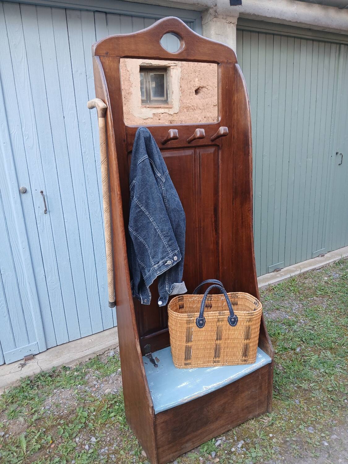 Wooden coat rack trunk