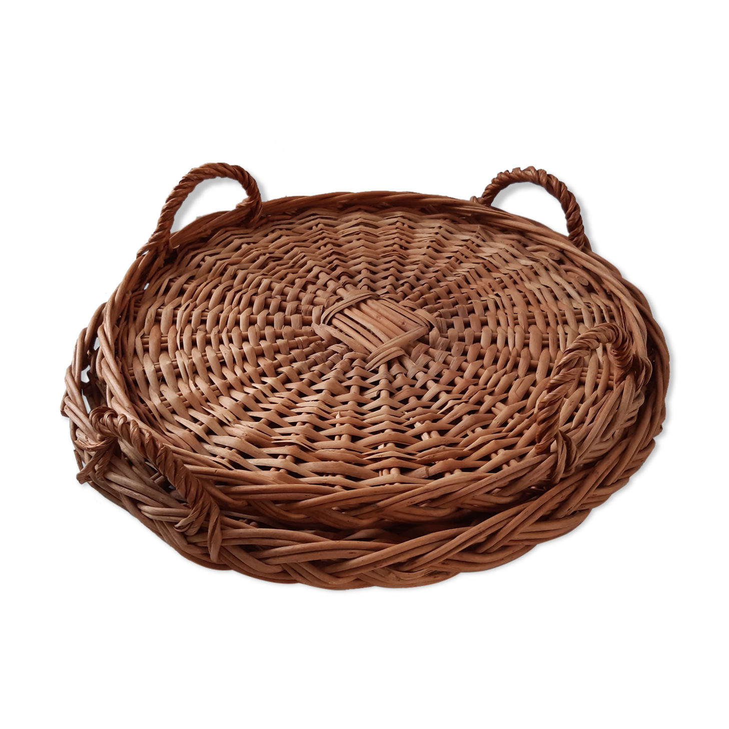 Duo of wicker panniers 70s