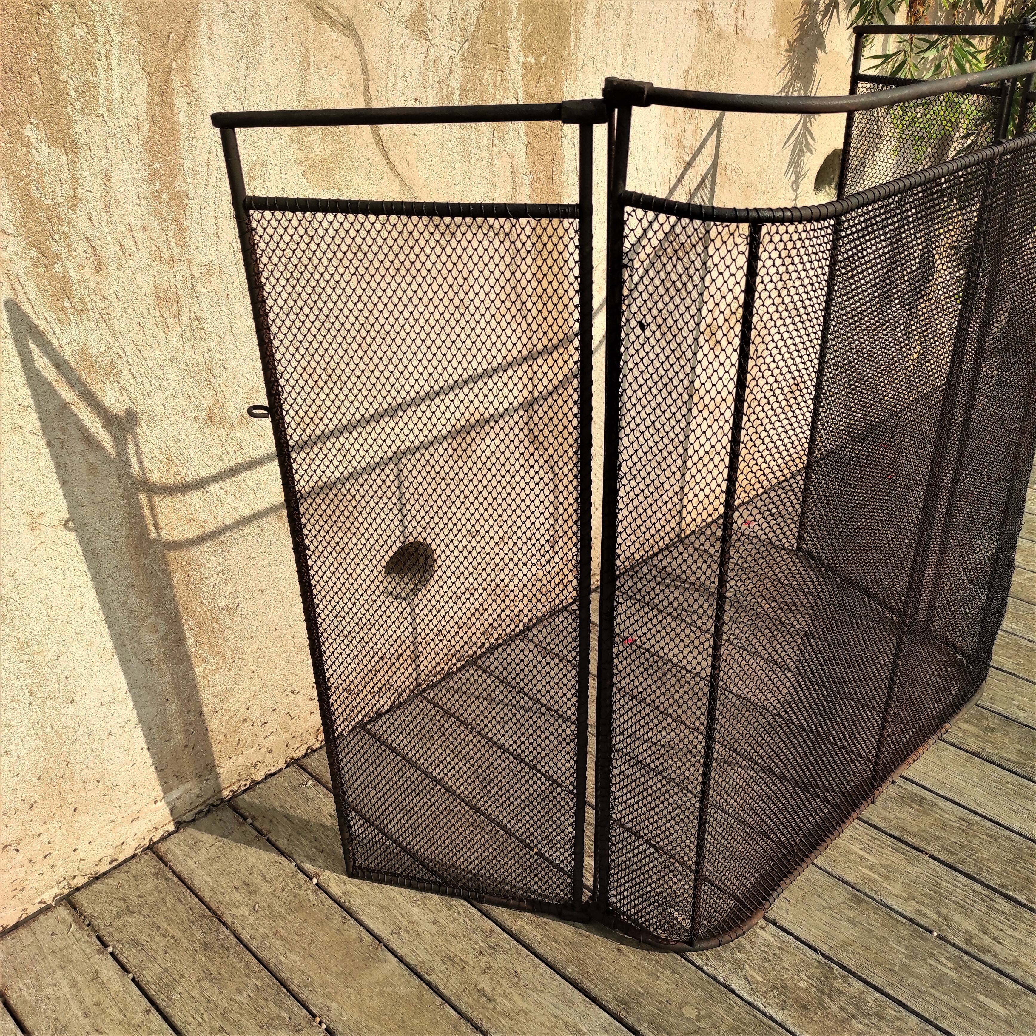 Large old fireplace 3 panels in iron forged height 77 cm