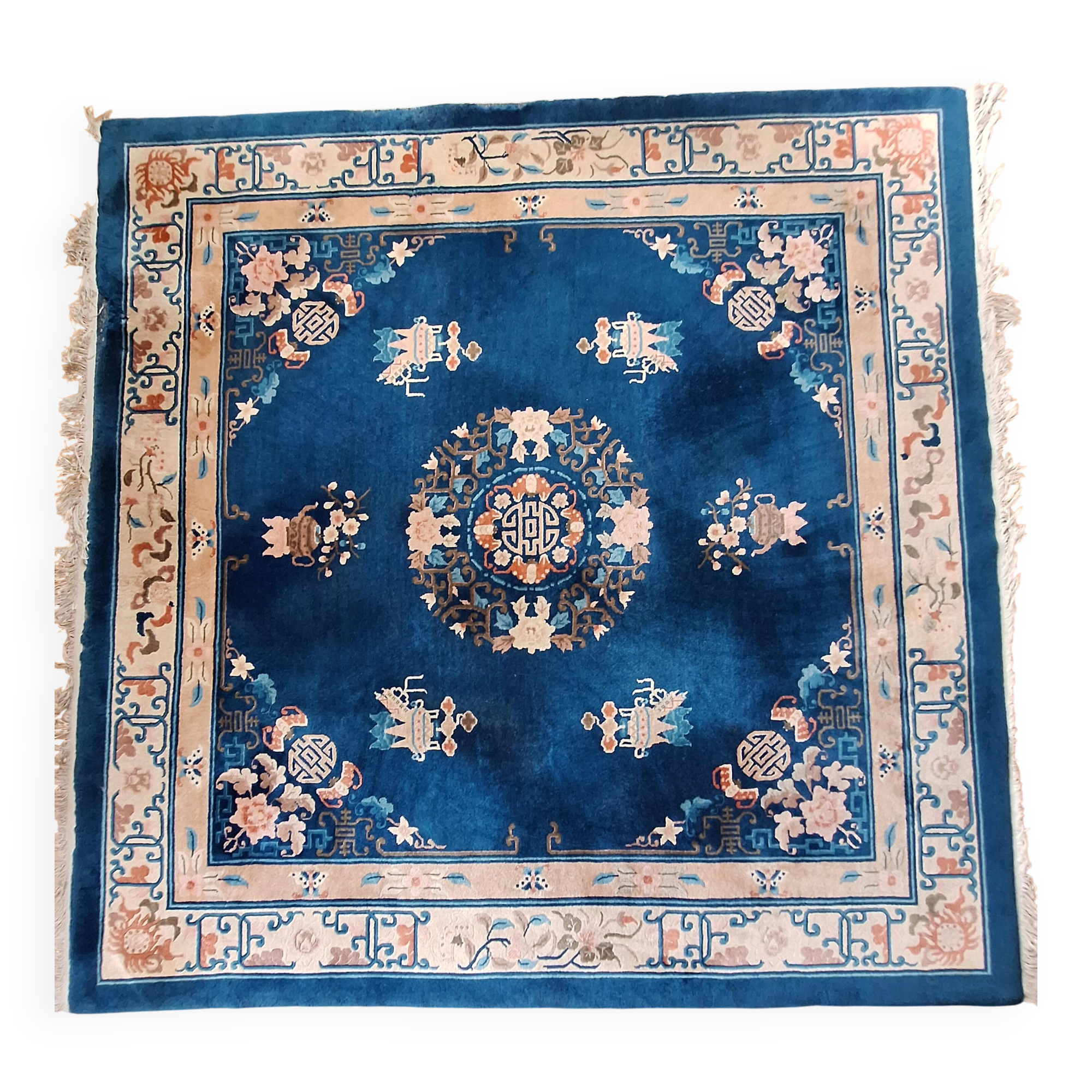 Art Deco Wool Handmade Rug Large 1920s with Bats