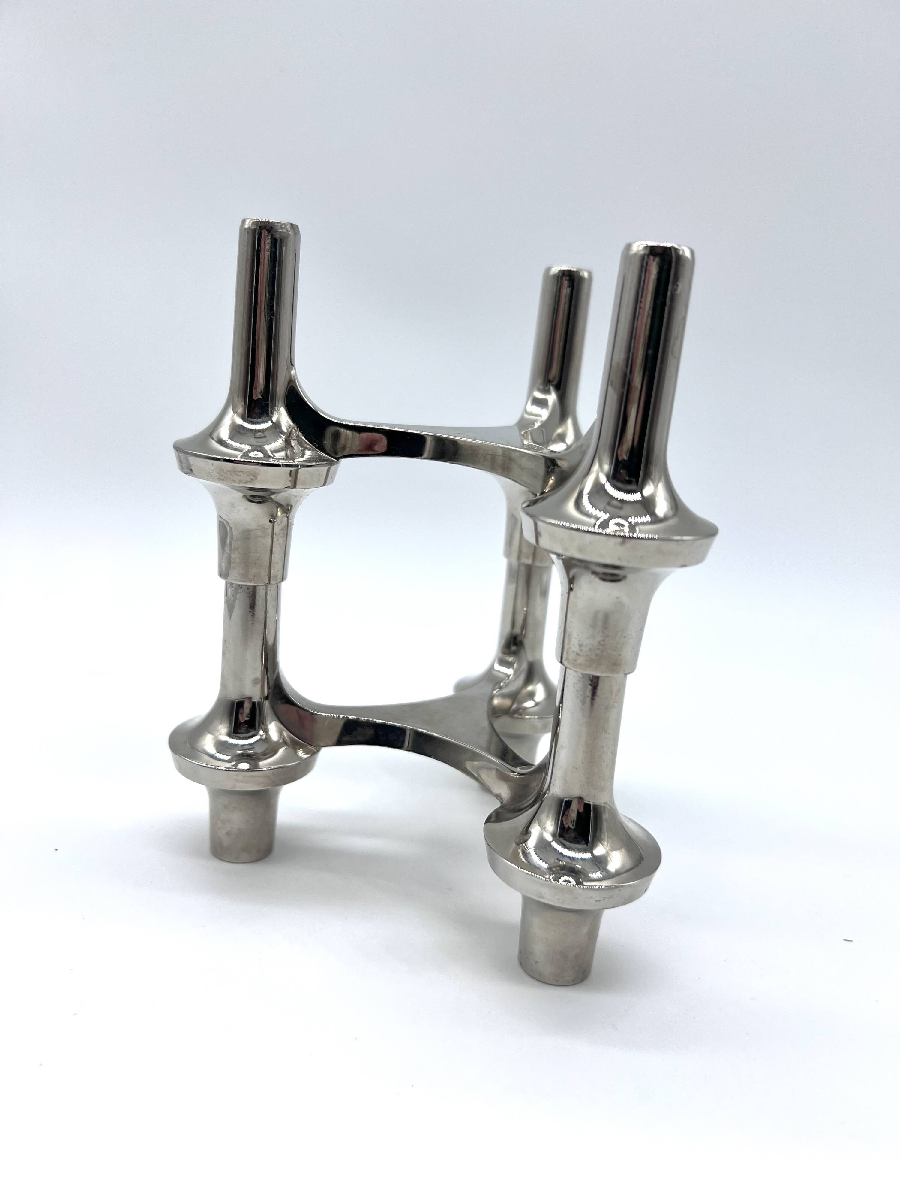 Pair of modular candle holders, German design, Nagel type, 1970s.