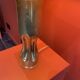 Brass shell socket lamp from the 1st WW, black pyramidal lampshade in Carlucci linen.