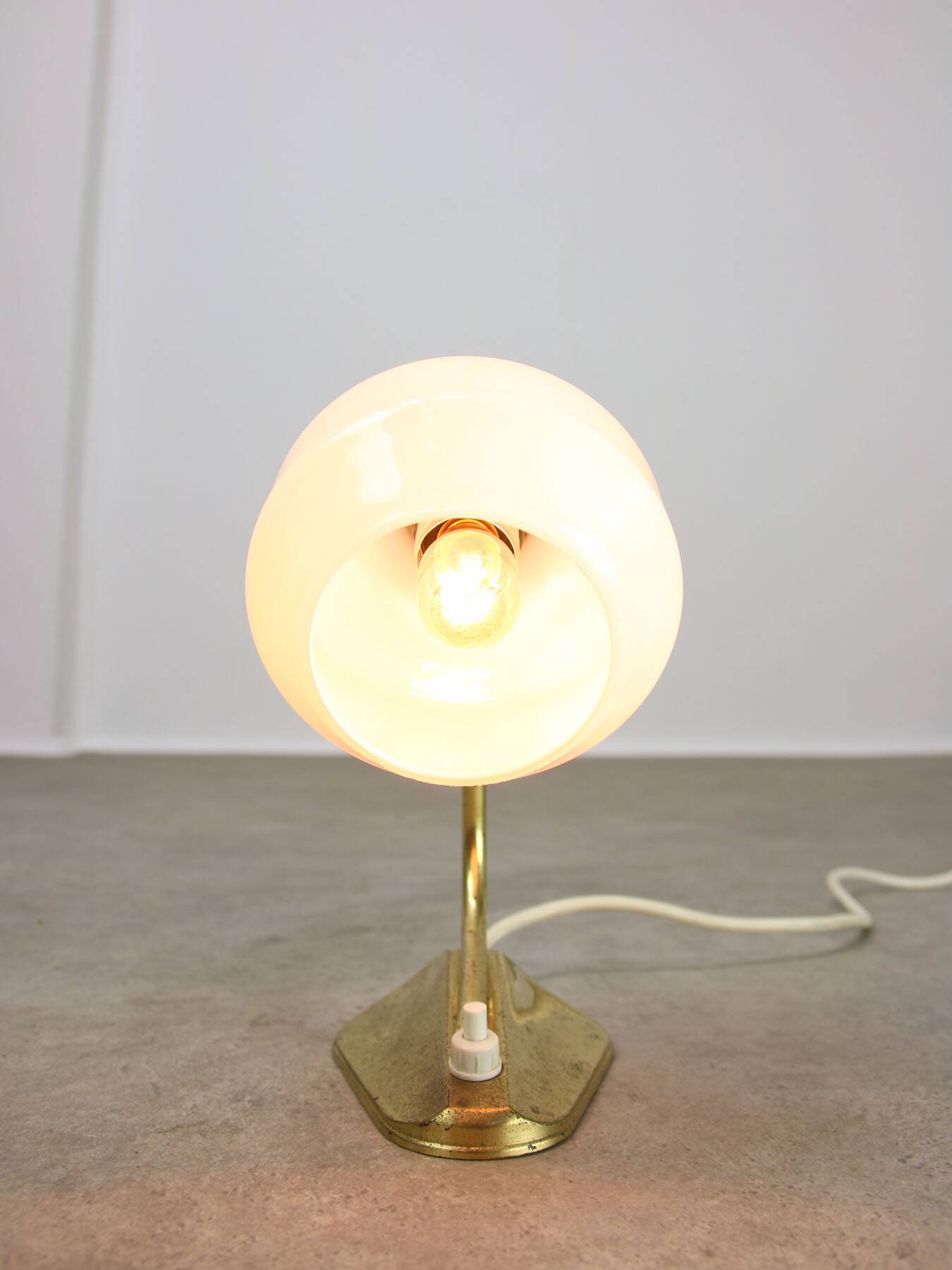 Mid-Century Italian Brass and Opaline Table Lamp