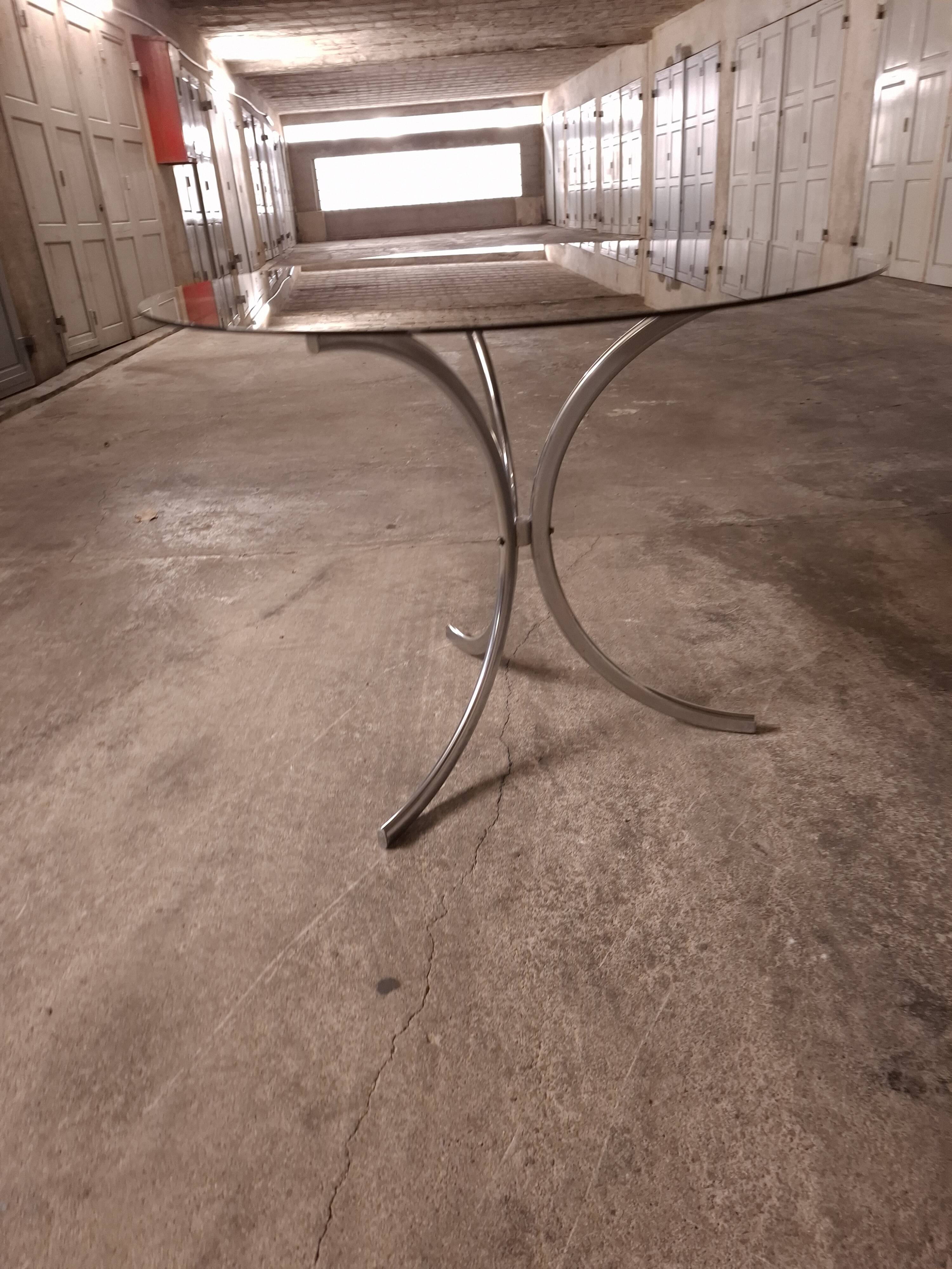70's table Smoked glass, chrome legs