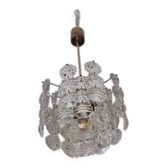 Kinkeldey brass and faceted glass 3- level chandelier, 1960s