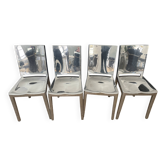 Set of emeco polished aluminum hudson chairs