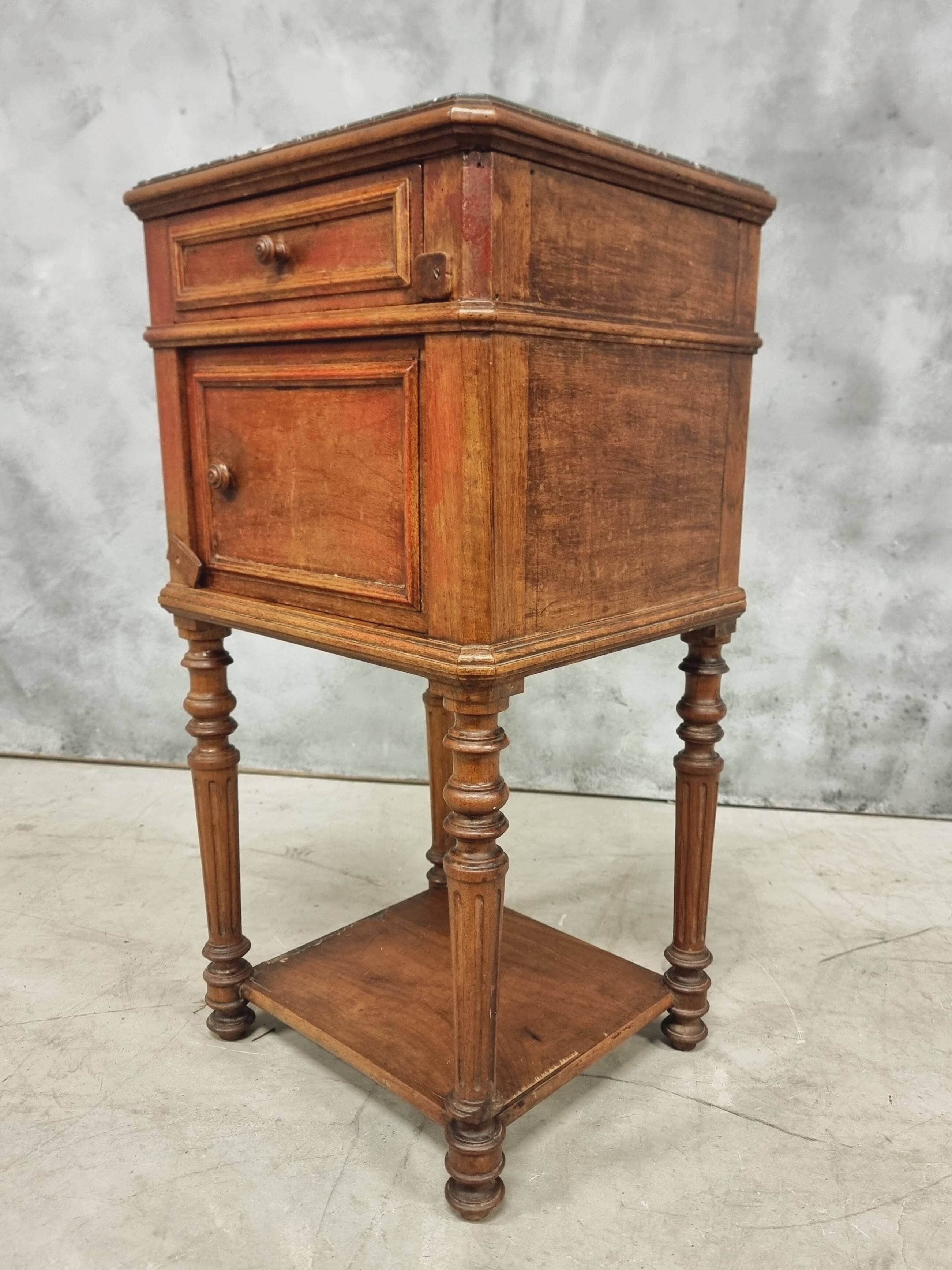 Antique bedside table sideboard with marble 40 x 77 cm