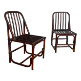 Paire de chauffeuses en bambou style vintage colonial, 1960