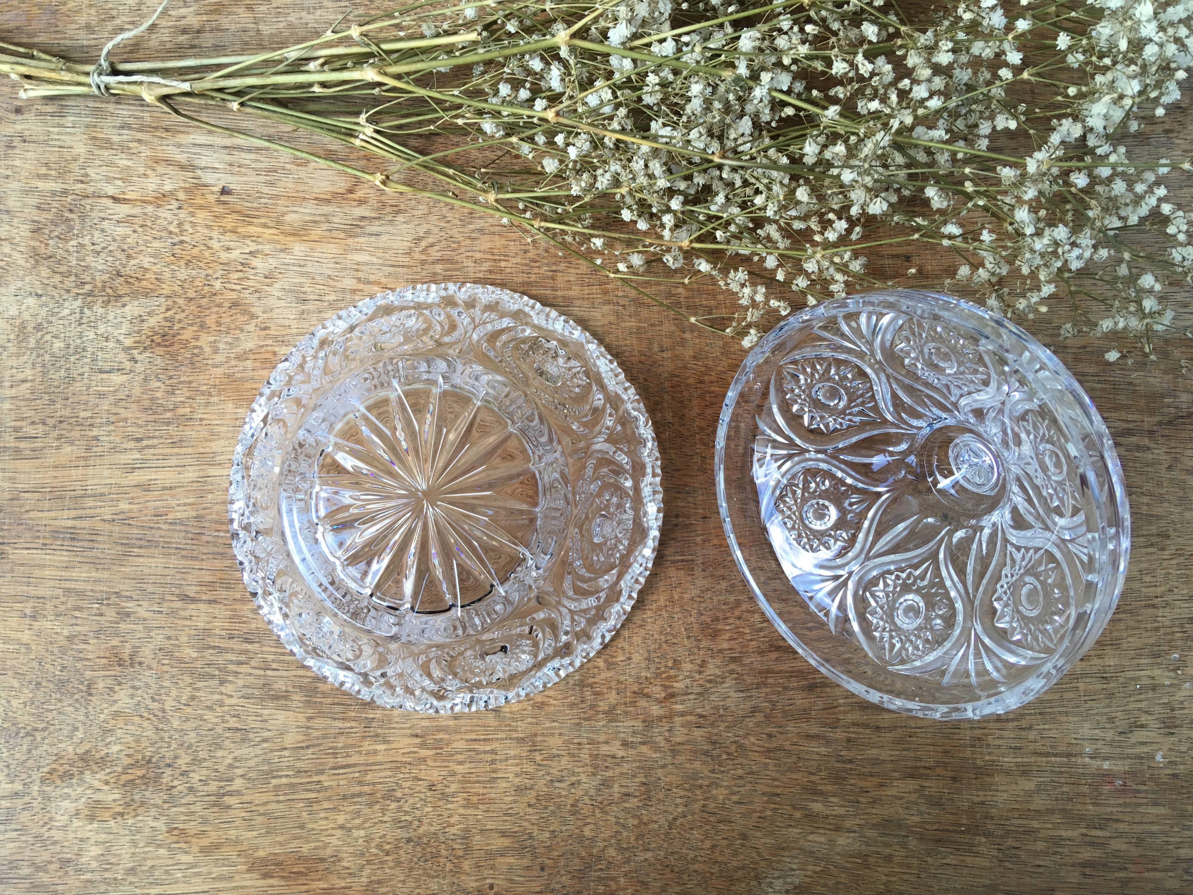 Vintage chiseled glass candy