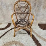 Vintage bamboo rattan armchair