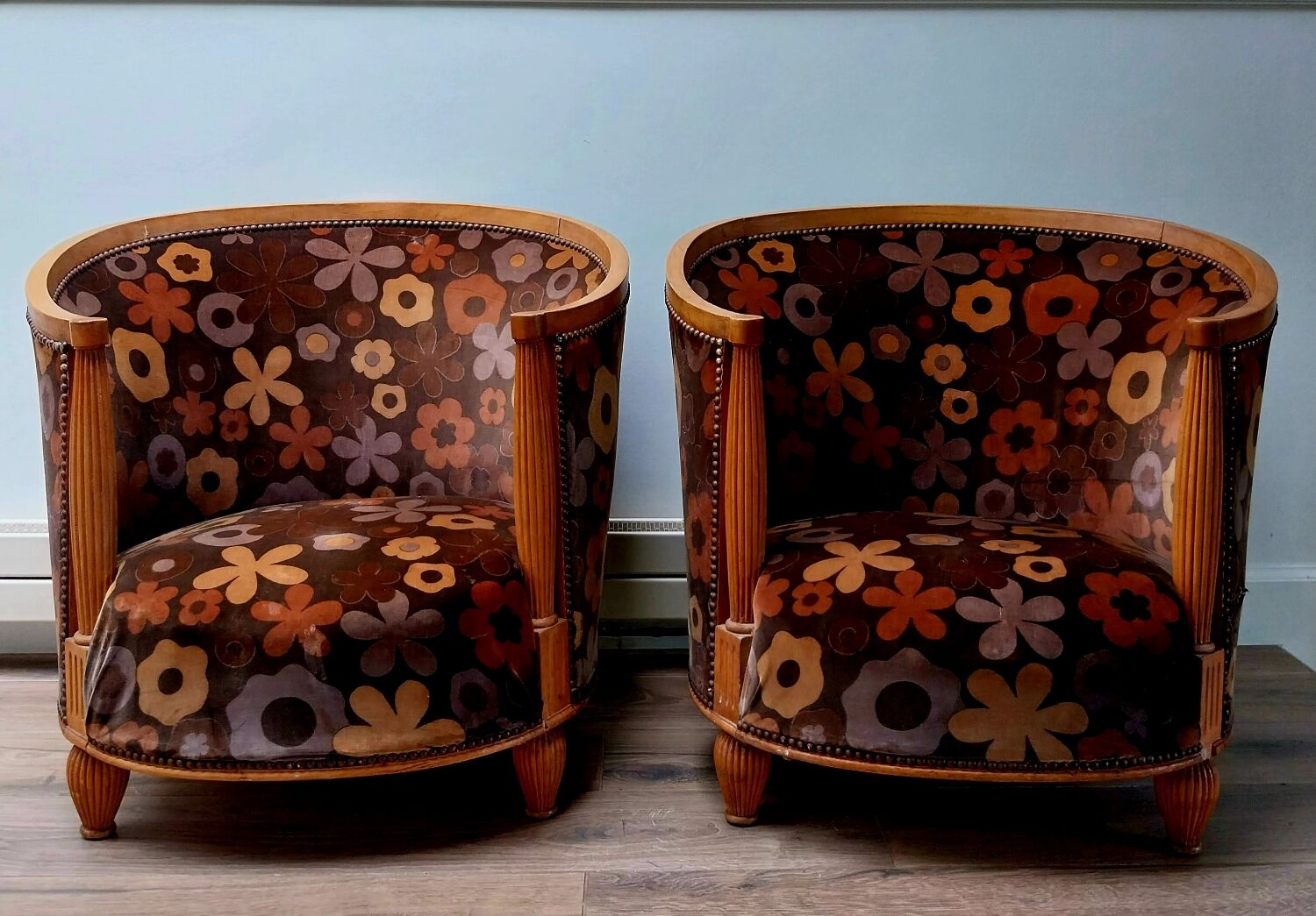 Paire de fauteuils corbeille 1920 1930