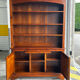Solid cherry wood library with sliding writing desk - 20th century