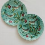 2 old plates in slurry birds Onnaing early twentieth