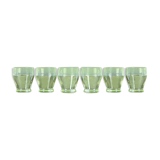 6 glasses with green liqueur
