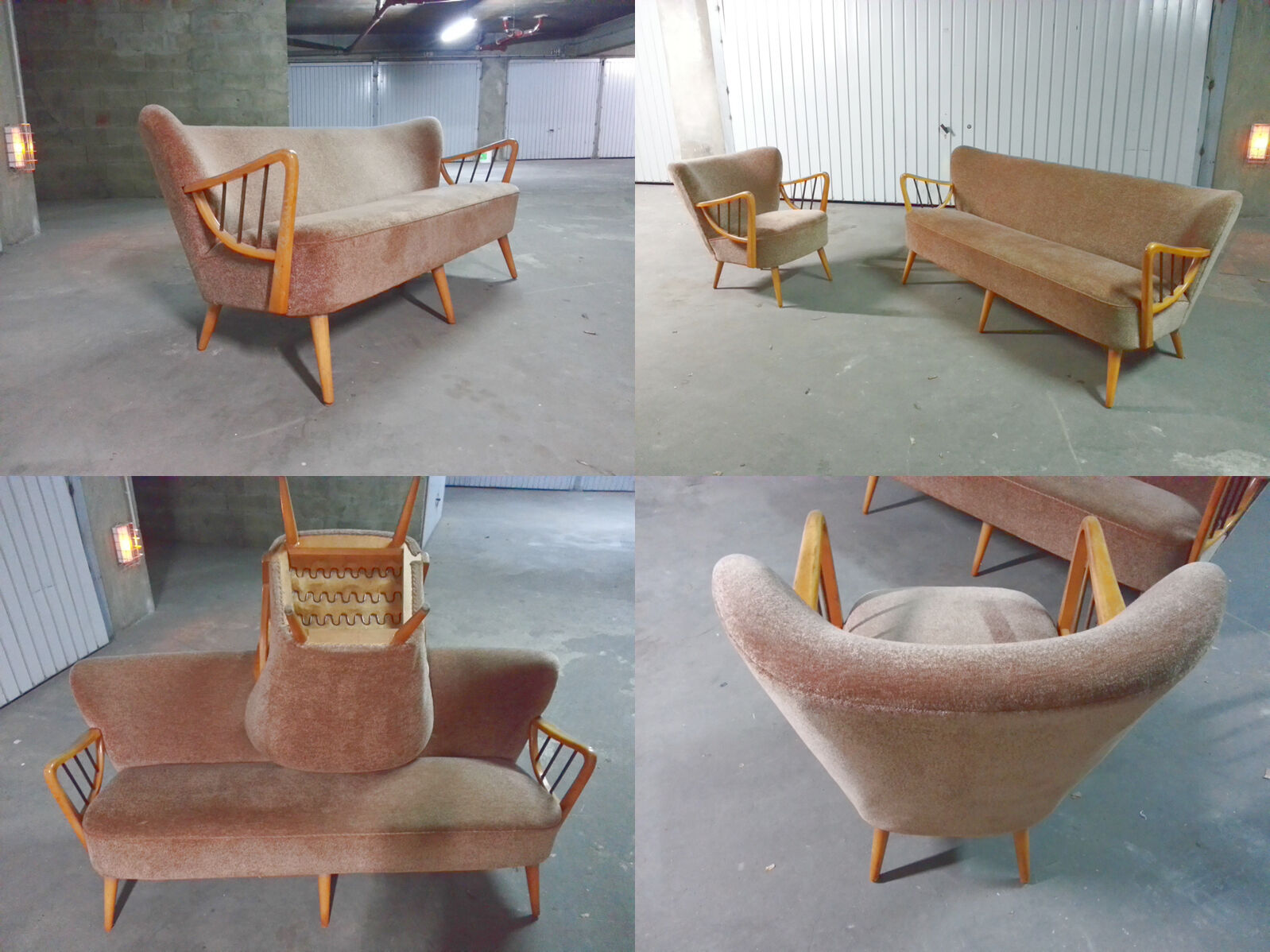 Sofa sofa Danish Scandinavian organic vintage 50/60s golden yellow