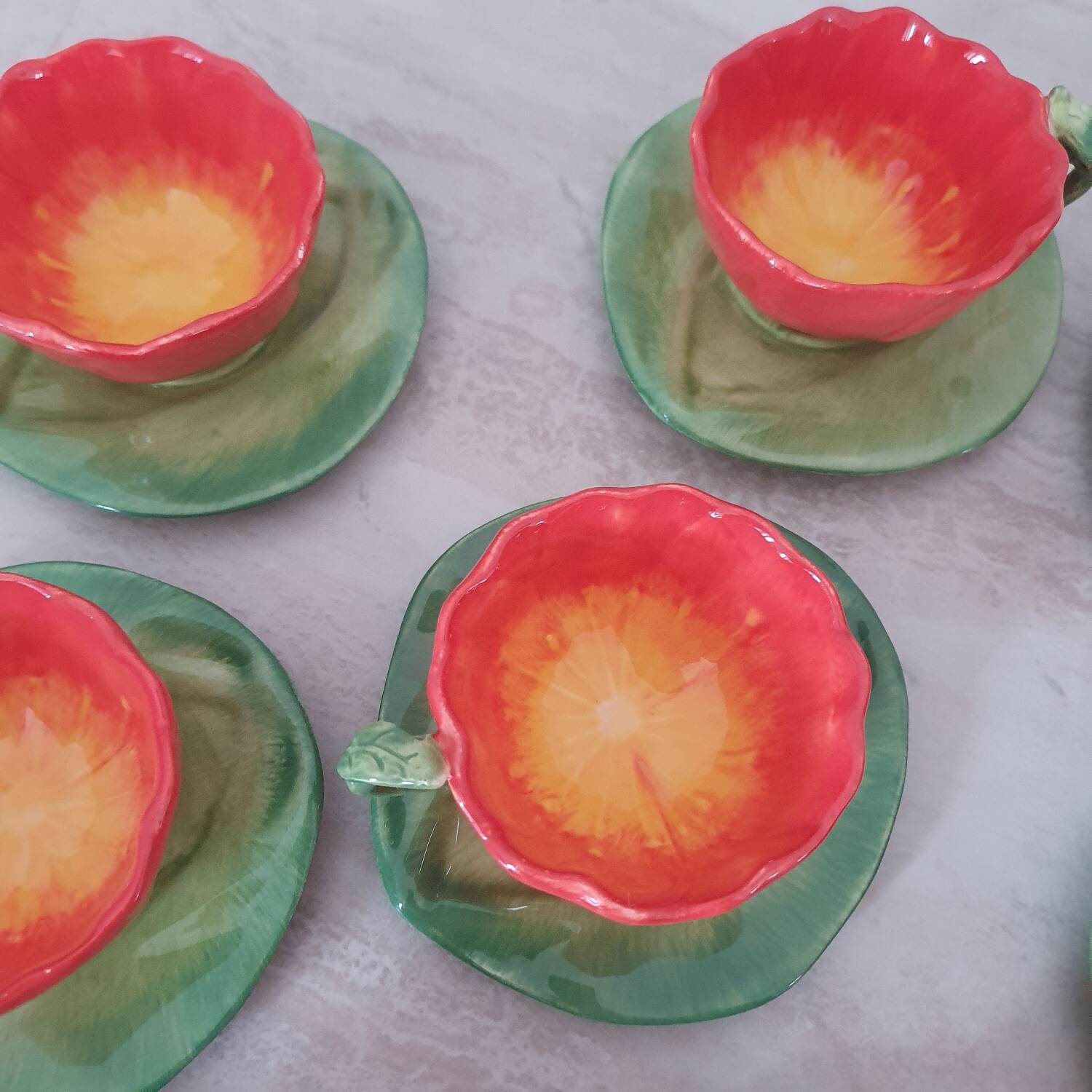 Barbotine flower coffee and tea service