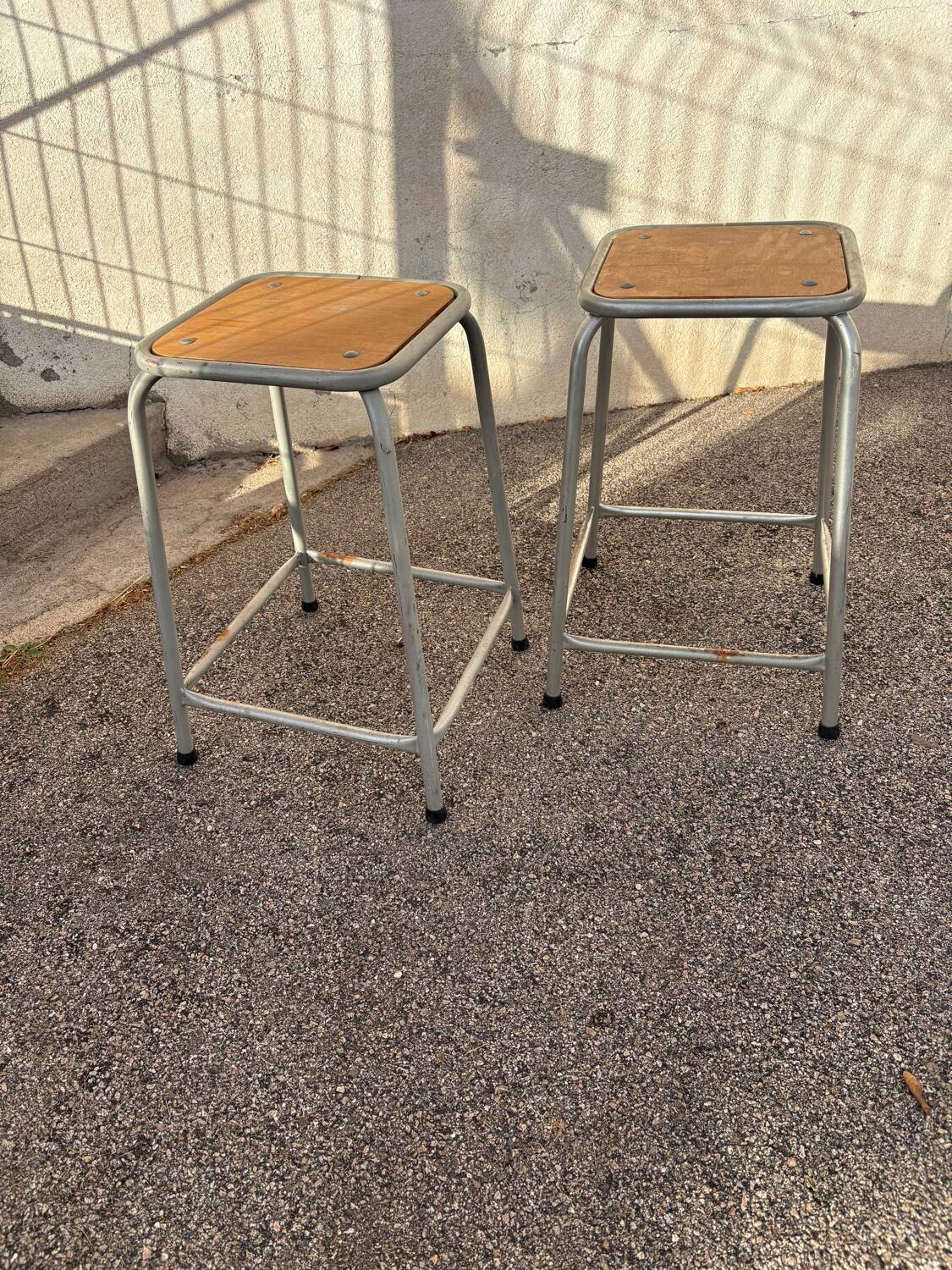 Duo gray industrial stools