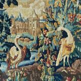 old tapestry with greenery and birds decoration