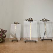 Set of 3 old art deco frames in beveled glass and brass