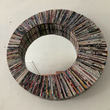 Vintage round mirror made of paper rolls
