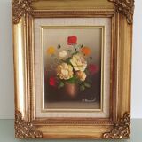 Oil painting - bouquet of multicolored roses