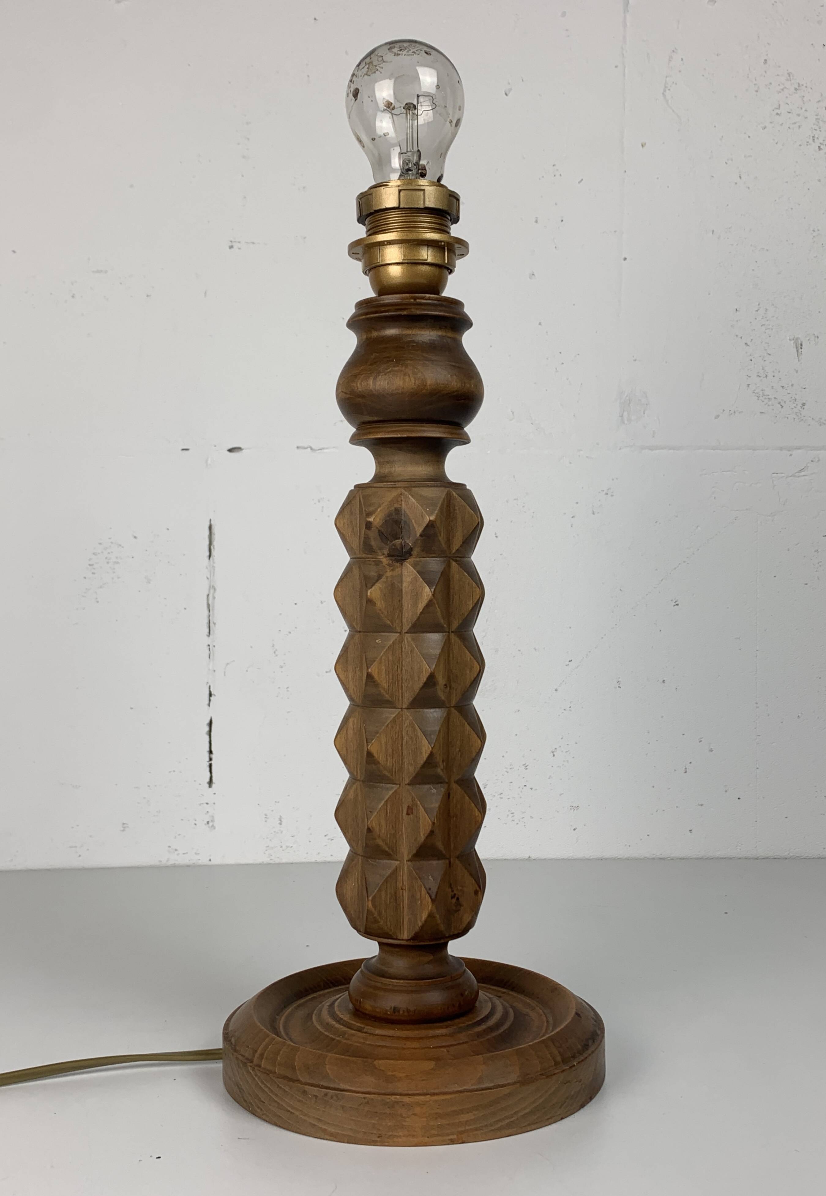 French Wood Turned Table Lamp in the stye of Charles Dudouyt, 1930s