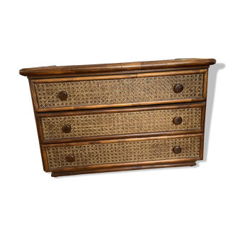 Roche Bobois chest of drawers in rattan and wicker, 1980s
