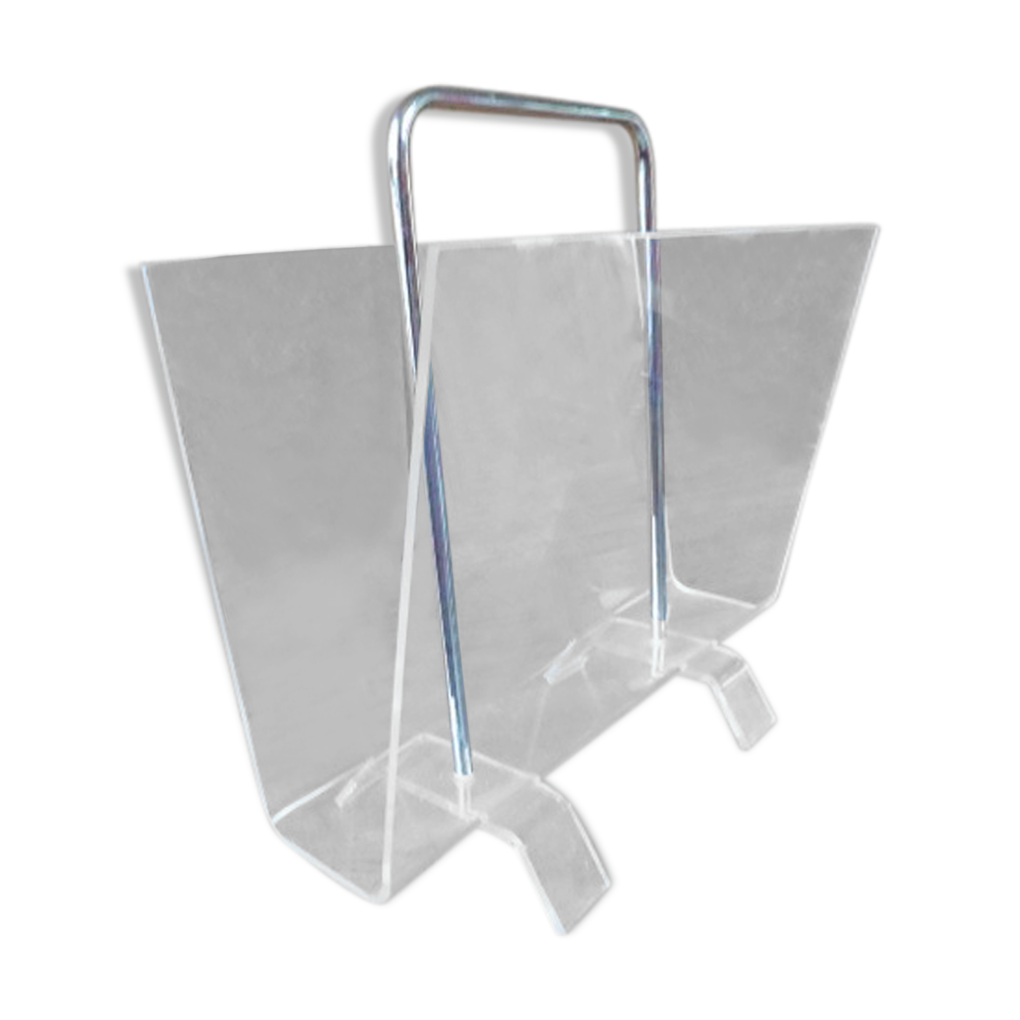 Porte revue vintage en plexiglas et laiton