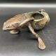 Frog, pulling snail shell, bronze sculpture, empty pocket, jewelry storage, collection