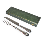 Silver-plated metal knife and fork service cutlery with medallion Fr. SPRENGER STRASBOURG 1900