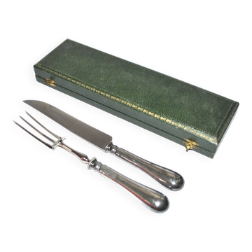 Silver-plated metal knife and fork service cutlery with medallion Fr. SPRENGER STRASBOURG 1900