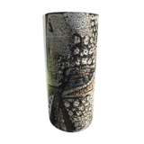 Artisan vase enamel beige brown abstract pattern