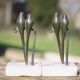 Vintage bookends, bronze parrot green patina onyx base, animals