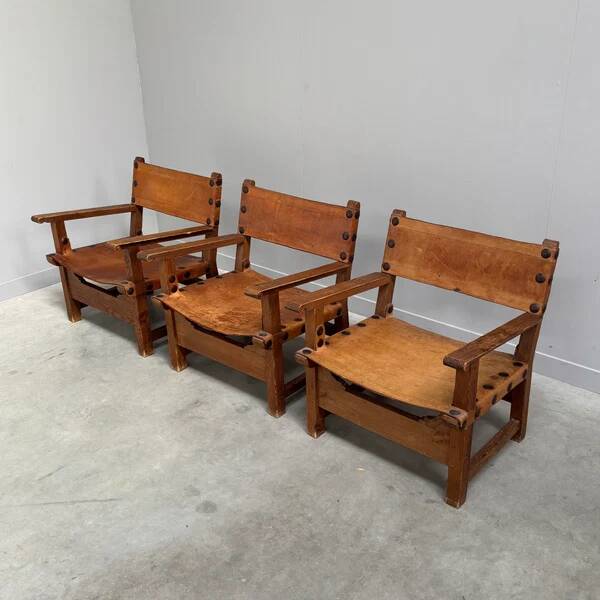 Ensemble de fauteuils brutalistes espagnols, années 1960.
