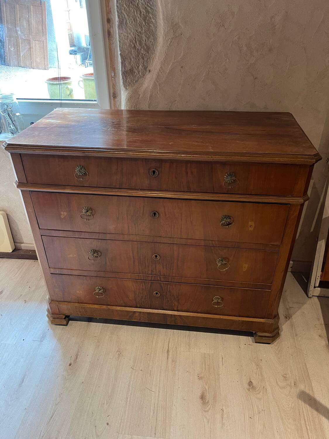 Antique walnut chest of drawers