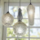 Triple suspension cascade three tulips crystal and vintage chrome