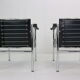 Le Corbusier Set of 2 Black Leather Armchairs Model- LC1 for Cassina, 1970s